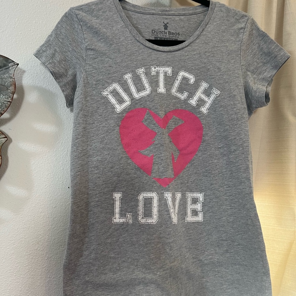 Dutch Bros Gray and Pink T-Shirt